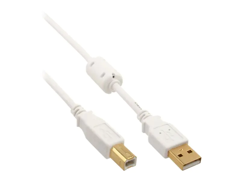 InLine - USB-Kabel - USB Typ B (M) zu USB (M) - USB 2.0 - 3 m - weiß