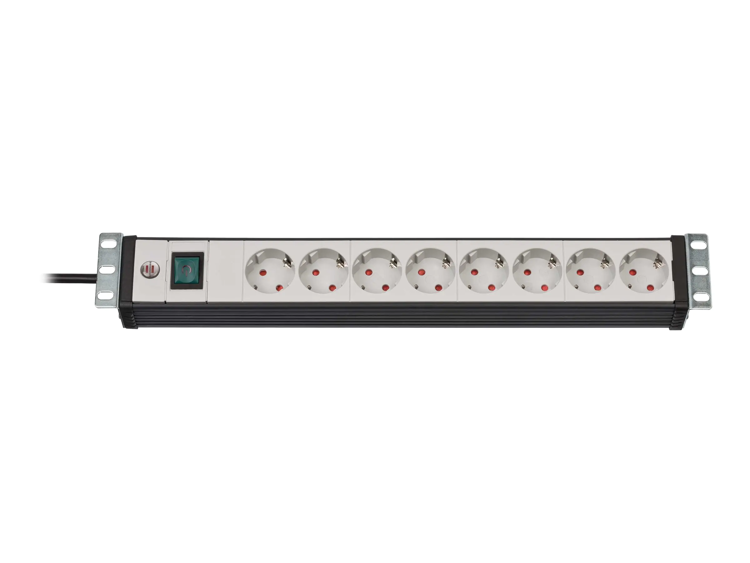 brennenstuhl Premium-Line - Steckdosenleiste (Rack - einbaufähig) - Ausgangsanschlüsse: 8 (Stromversorgung) - 1.5U - 48.3 cm (19") - 3 m Schnur - Schwarz, Hellgrau