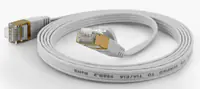 WANTEC Flaches CAT6A FTP Patchkabel - 0,25 m - Cat6a - F/UTP (FTP) - RJ-45 - RJ-45 - Weiß