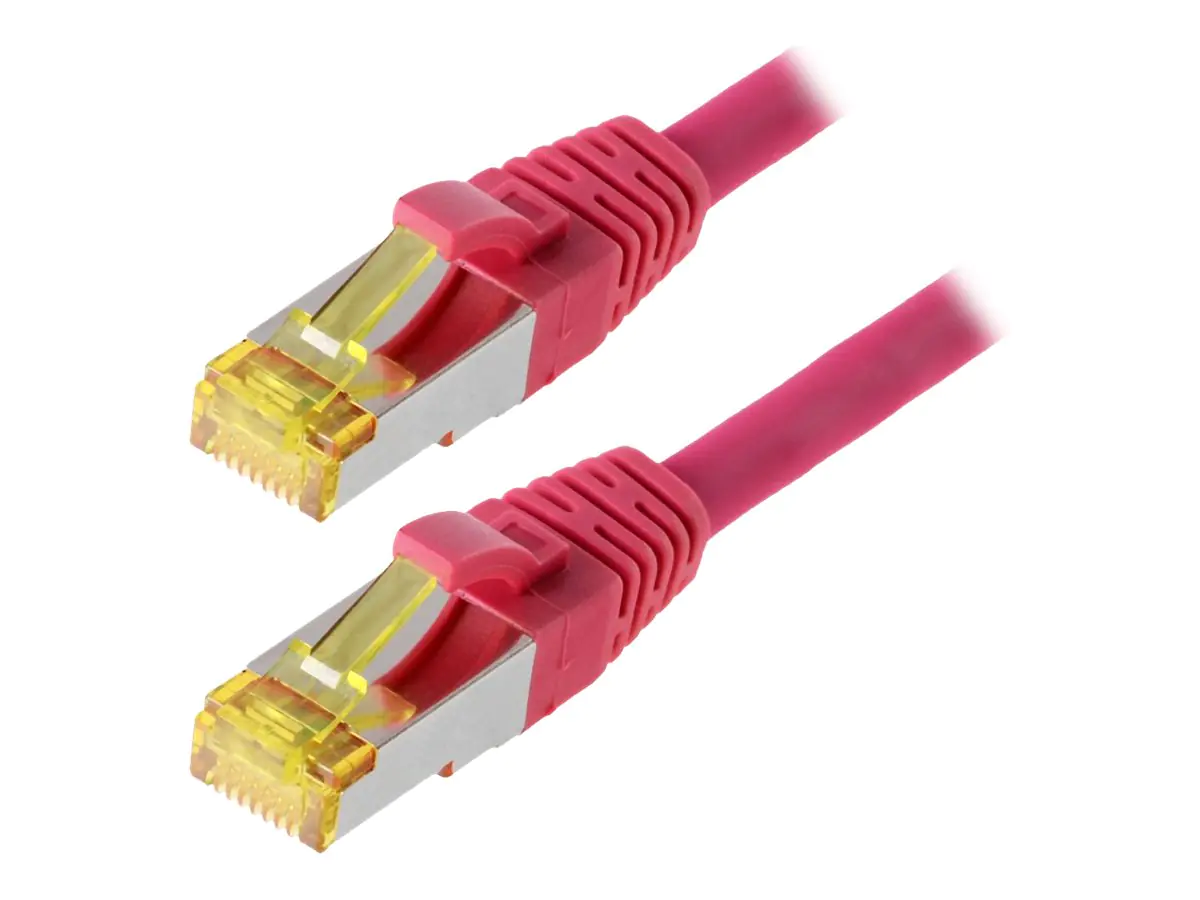 Helos - Patch-Kabel - RJ-45 (M) bis RJ-45 (M) - 2 m - SFTP, PiMF - CAT 6a - halogenfrei, geformt, ohne Haken - Magenta Helos - Patch-Kabel - RJ-45 (M) bis RJ-45 (M) - 2 m - SFTP, PiMF - CAT 6a - halogenfrei, geformt, ohne Haken - Magenta