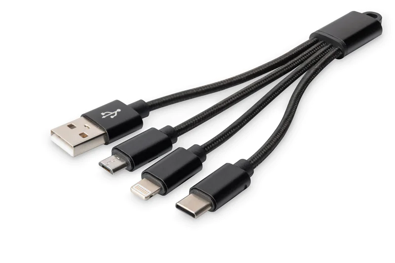 DIGITUS 3-in-1 Ladekabel, USB A - Lightning + Micro USB + USB-C - DB-300160-002-S DIGITUS 3-in-1 Ladekabel, USB A - Lightning + Micro USB + USB-C - DB-300160-002-S