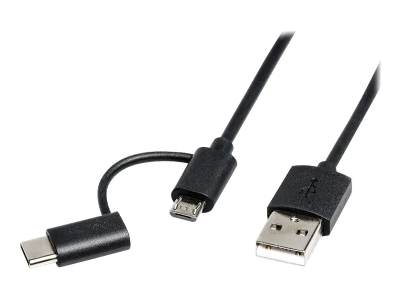 Roline - USB-Kabel - Micro-USB Typ B, 24 pin USB-C (M) zu USB (M) - USB 2.0 - 1 m - Schwarz Roline - USB-Kabel - Micro-USB Typ B, 24 pin USB-C (M) zu USB (M) - USB 2.0 - 1 m - Schwarz