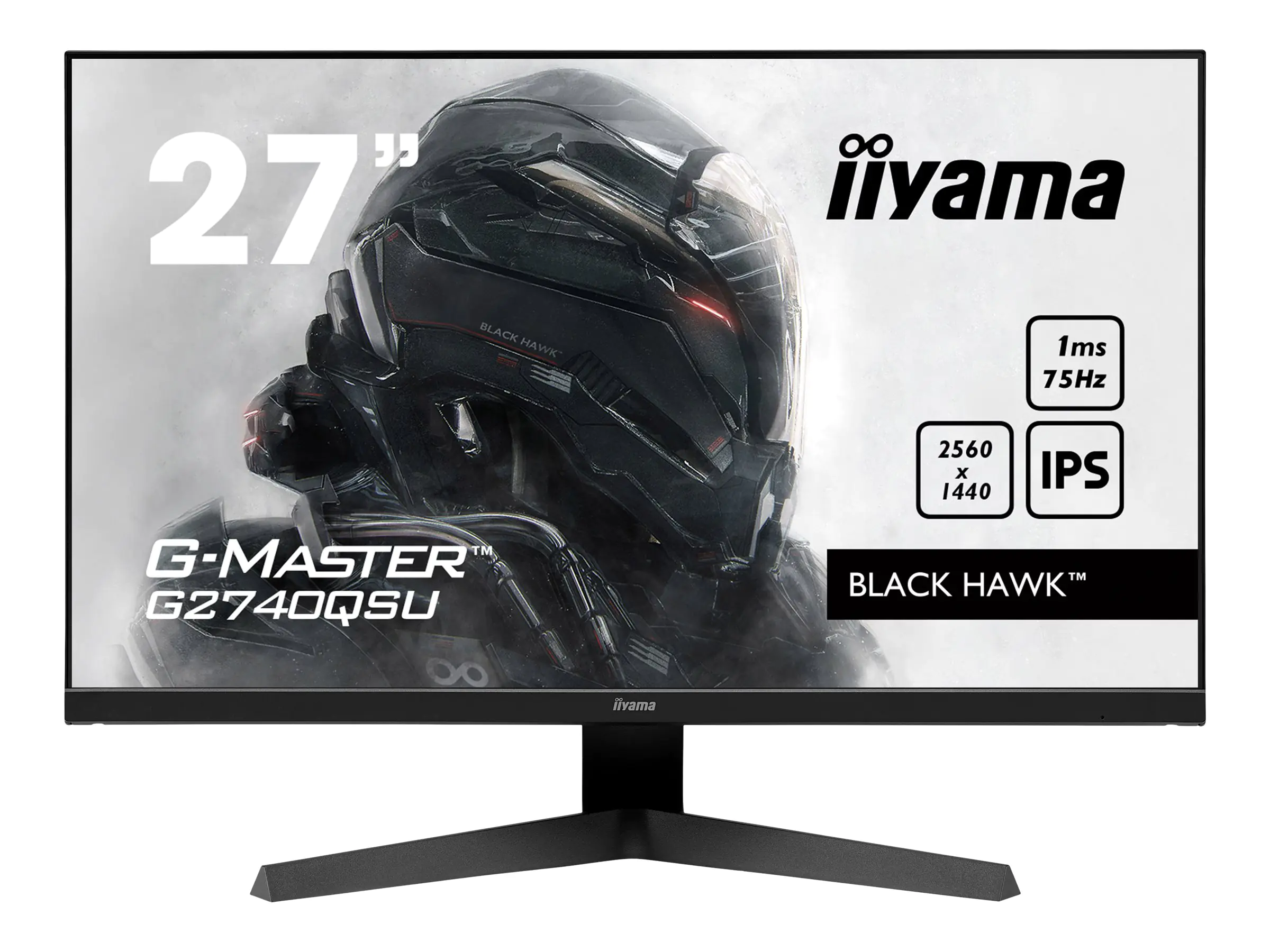 iiyama G-MASTER Black Hawk G2740QSU-B1 - LED-Monitor - 68.6 cm (27") - 2560 x 1440 QHD @ 75 Hz - IPS - 250 cd/m² - 1000:1 - 1 ms - HDMI, DisplayPort - Lautsprecher - Schwarz