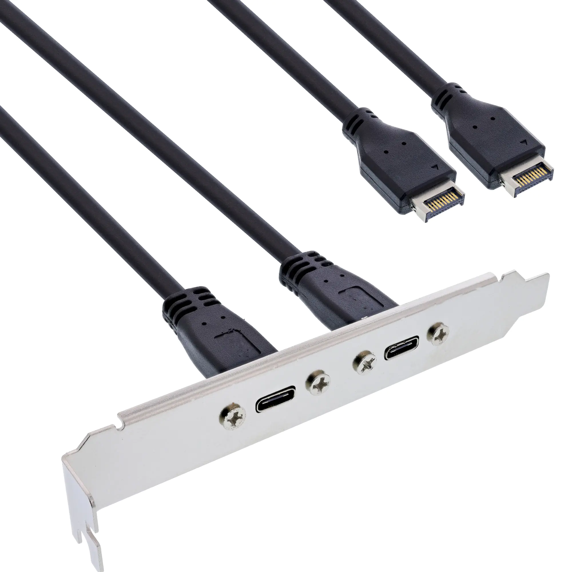 InLine Slot bracket - USB-Konsole - 20 pin Key A (M) zu 24 pin USB-C (W) - 50 cm