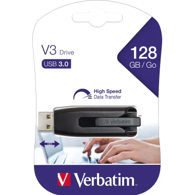 Verbatim Store 'n' Go V3 - USB-Flash-Laufwerk - 128 GB - USB 3.2 Gen 1 - Schwarz Verbatim Store 'n' Go V3 - USB-Flash-Laufwerk - 128 GB - USB 3.2 Gen 1 - Schwarz