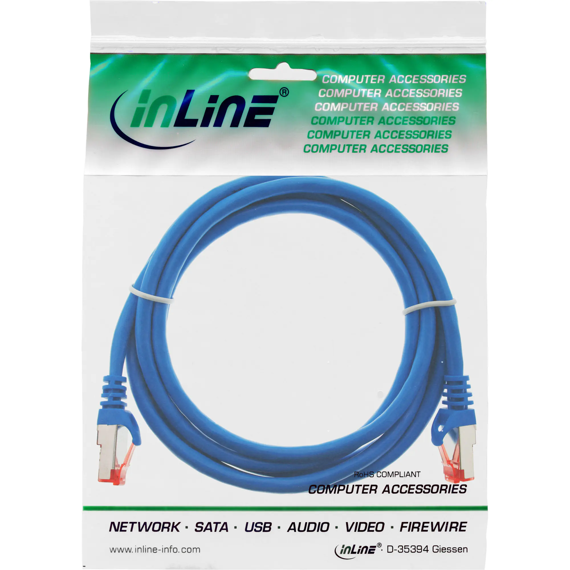 InLine Patchkabel - S/FTP (PiMf) - Cat.6 - 250MHz - PVC - CCA - blau - 1,5m 76112B