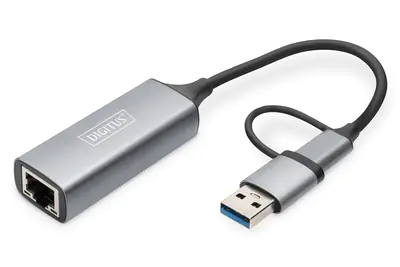 DIGITUS DN-3028 - Netzwerkadapter - USB-C / USB-A - 2.5GBase-T - Grau DIGITUS DN-3028 - Netzwerkadapter - USB-C / USB-A - 2.5GBase-T - Grau