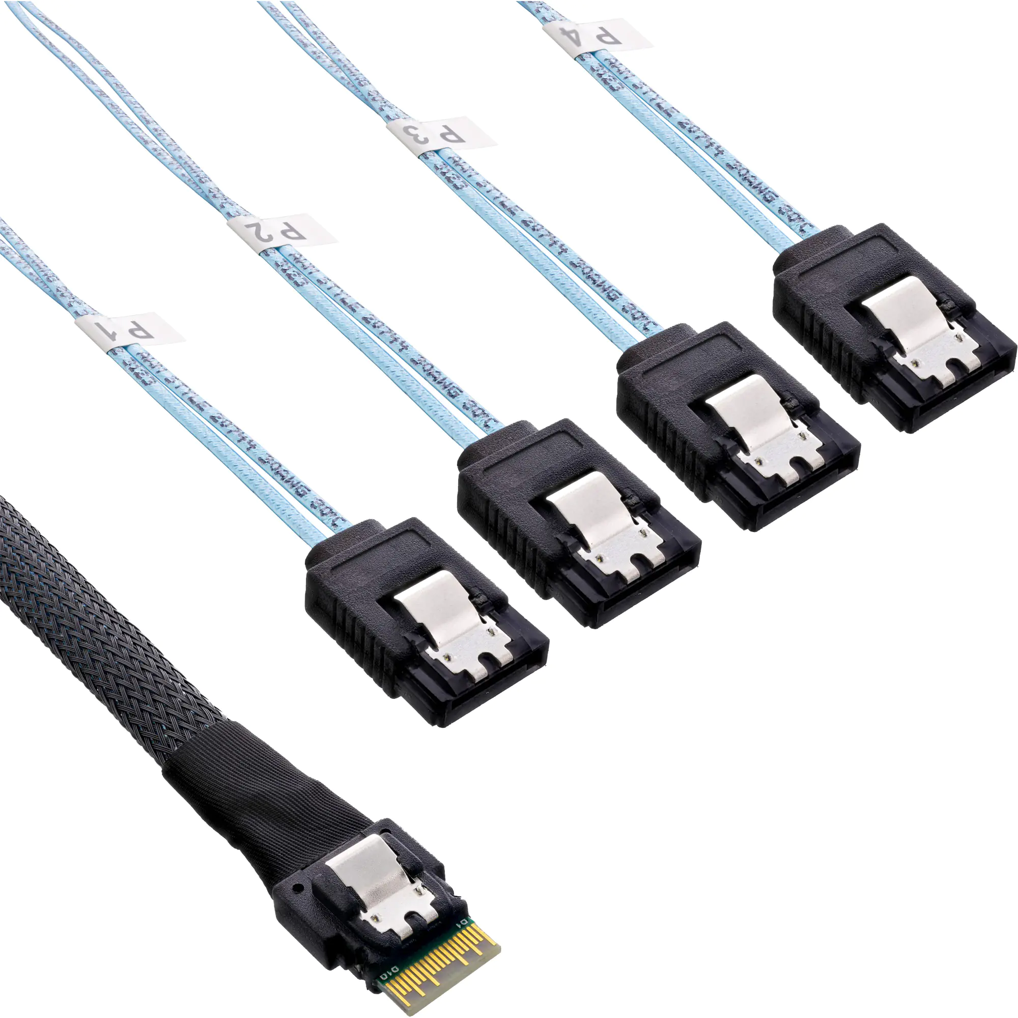 InLine Slim SAS Kabel - SFF-8654 zu 4x SATA 7pol - 12Gb/s - 1m 27646B