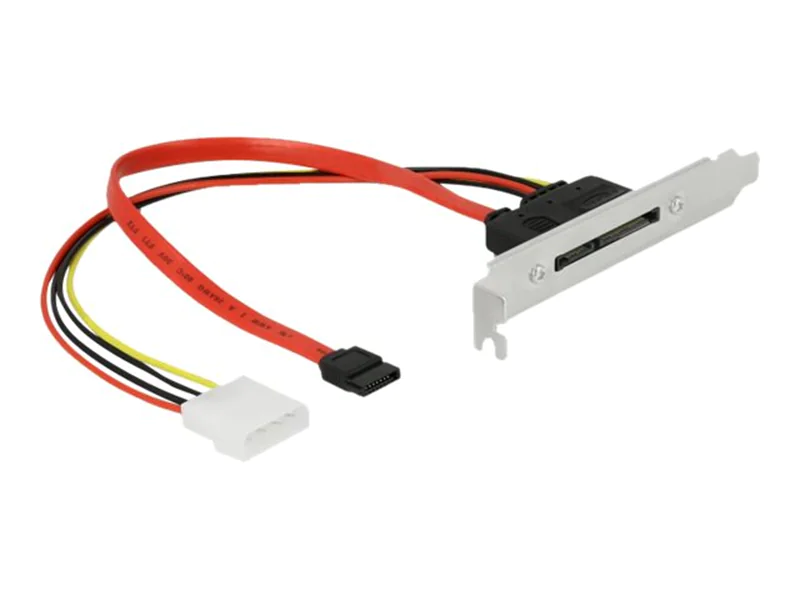 Delock Slot bracket with 1 x SATA 22 pin plug external - SATA-Blende, intern/extern - Serial ATA 150/300/600 - interne Stromversorgung, 4-polig, eSATA zu SATA Combo (S) 90418