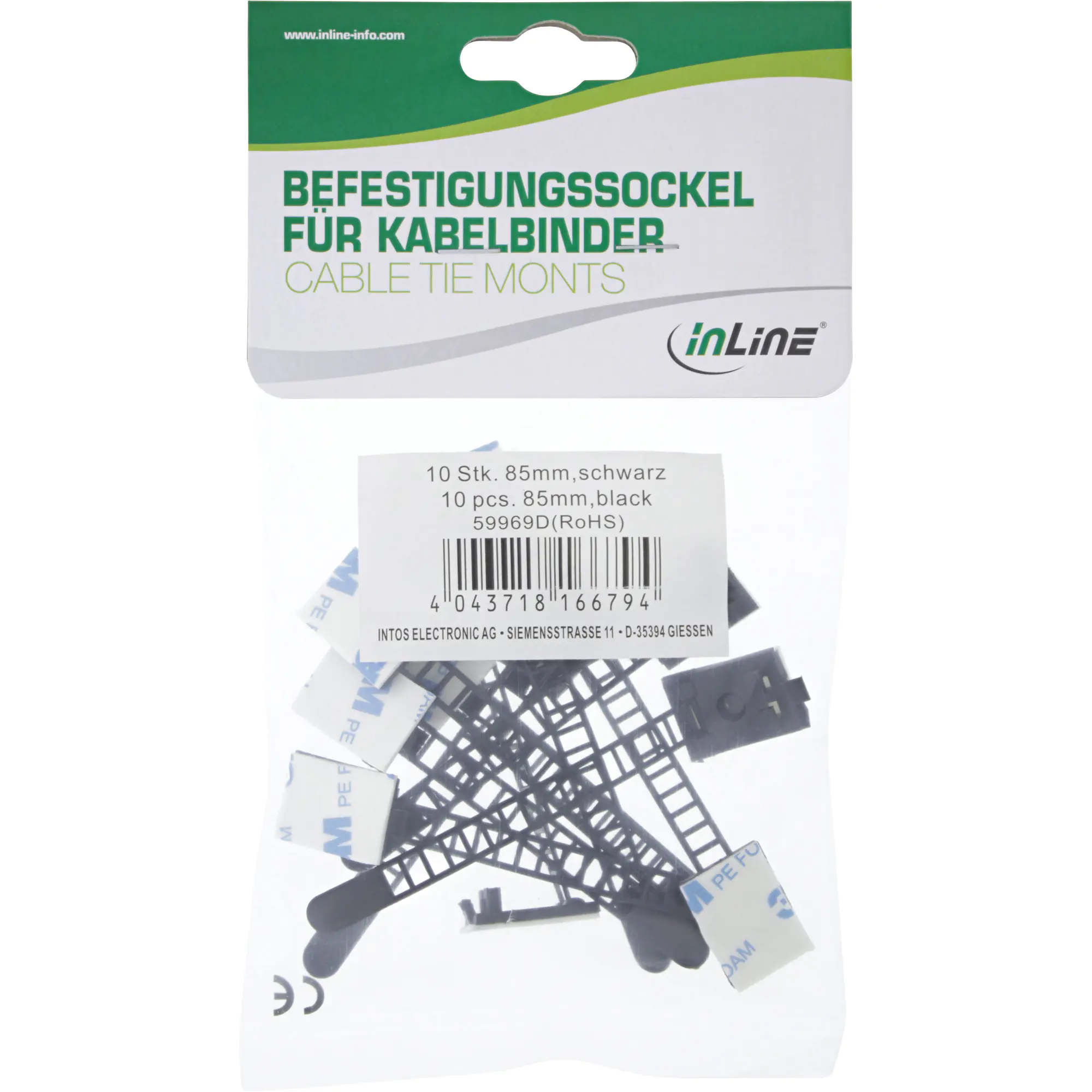 InLine Kabelbinder Bündelklemme 85mm - schwarz - 10 Stück