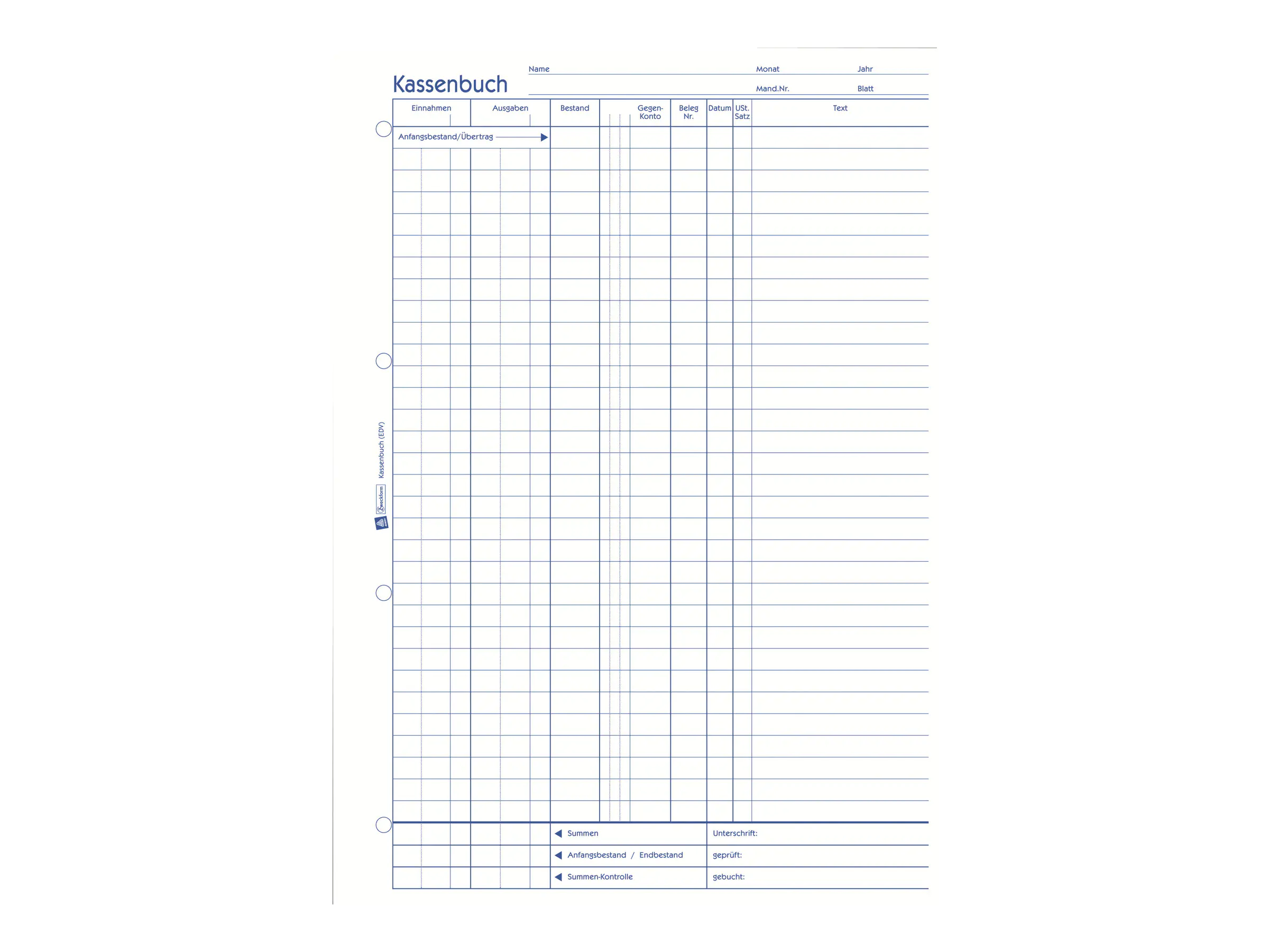 Avery Zweckform Kassenbuch - 100 Blatt - A4 (210 x 297 mm) 426