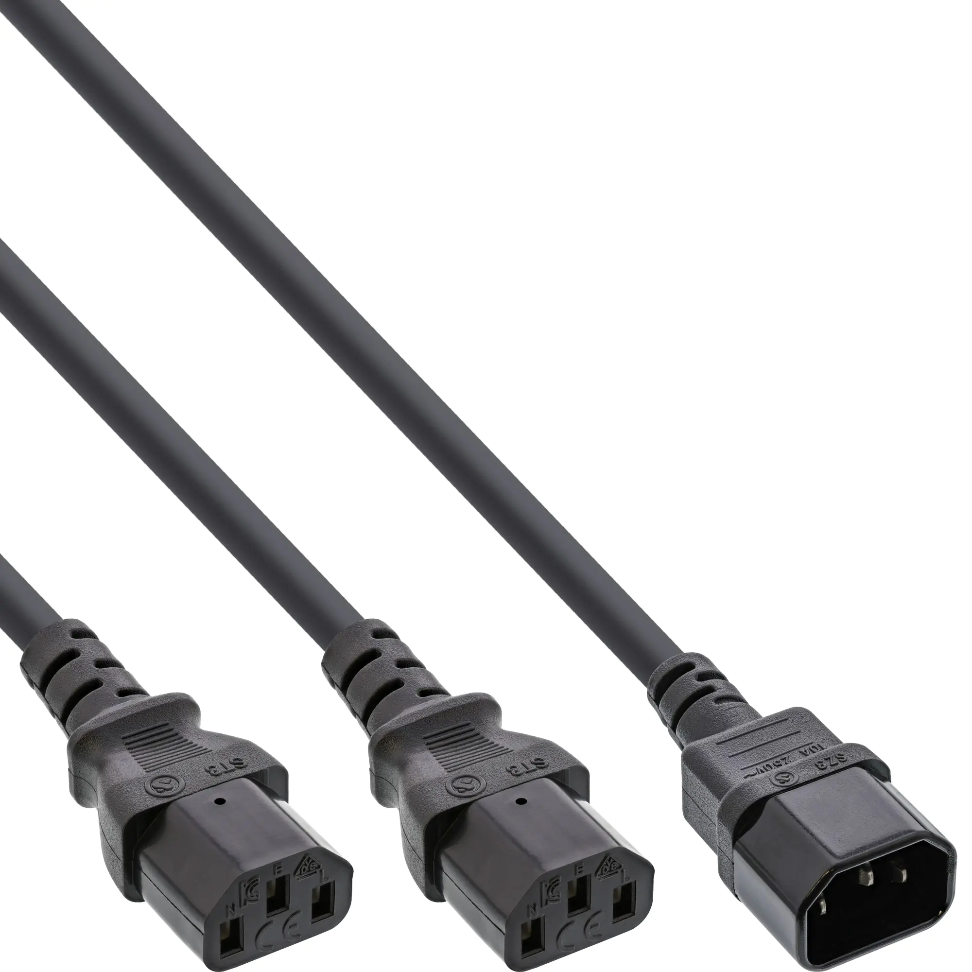 InLine Y-cable - Stromkabel - IEC 60320 C14 bis IEC 60320 C13 - 3 m - Schwarz