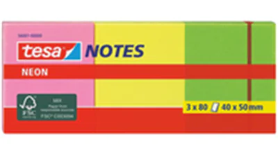 tesa Haftnotizblock Neon Notes 56001-00000 40x50mm sort. 3x80Blatt