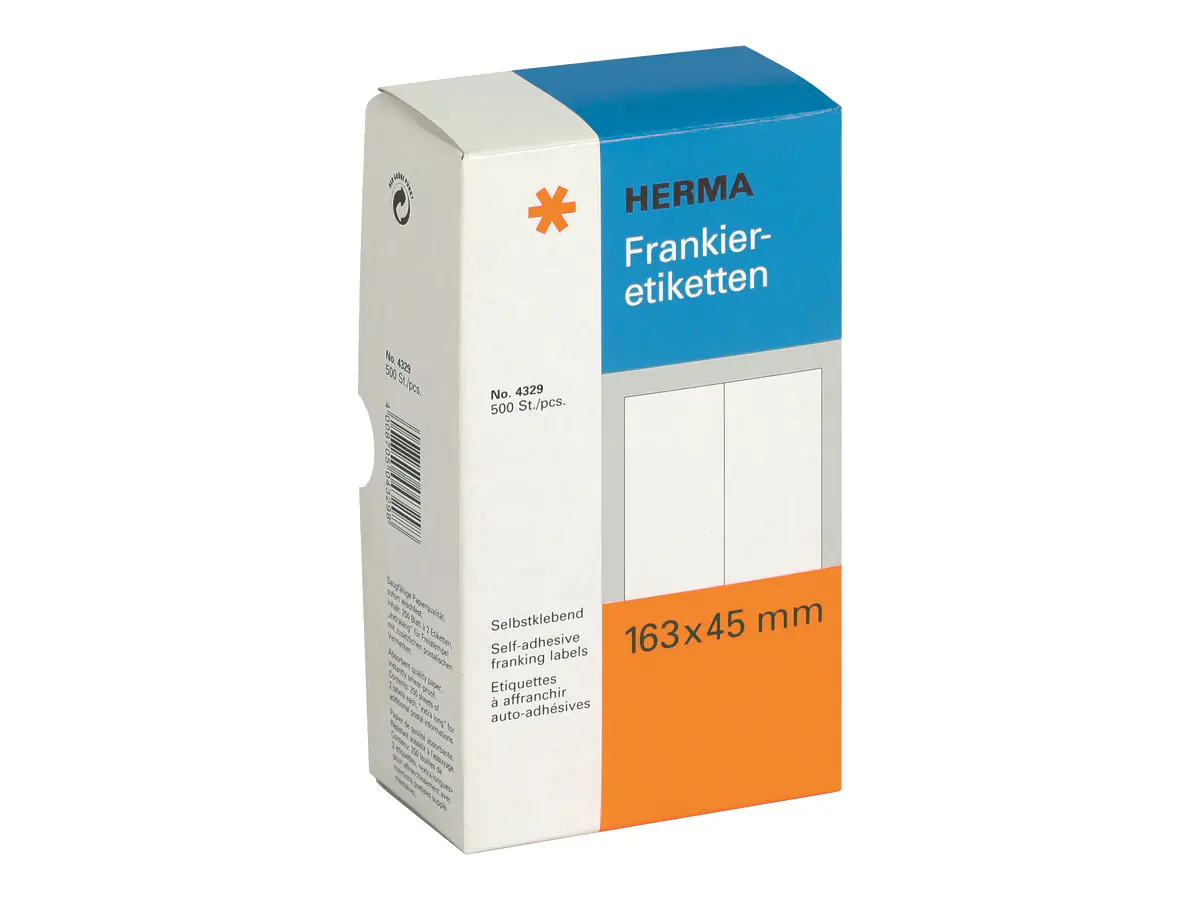 HERMA Frankieretikett 4329 163x45mm doppelt weiß 500 St./Pack.