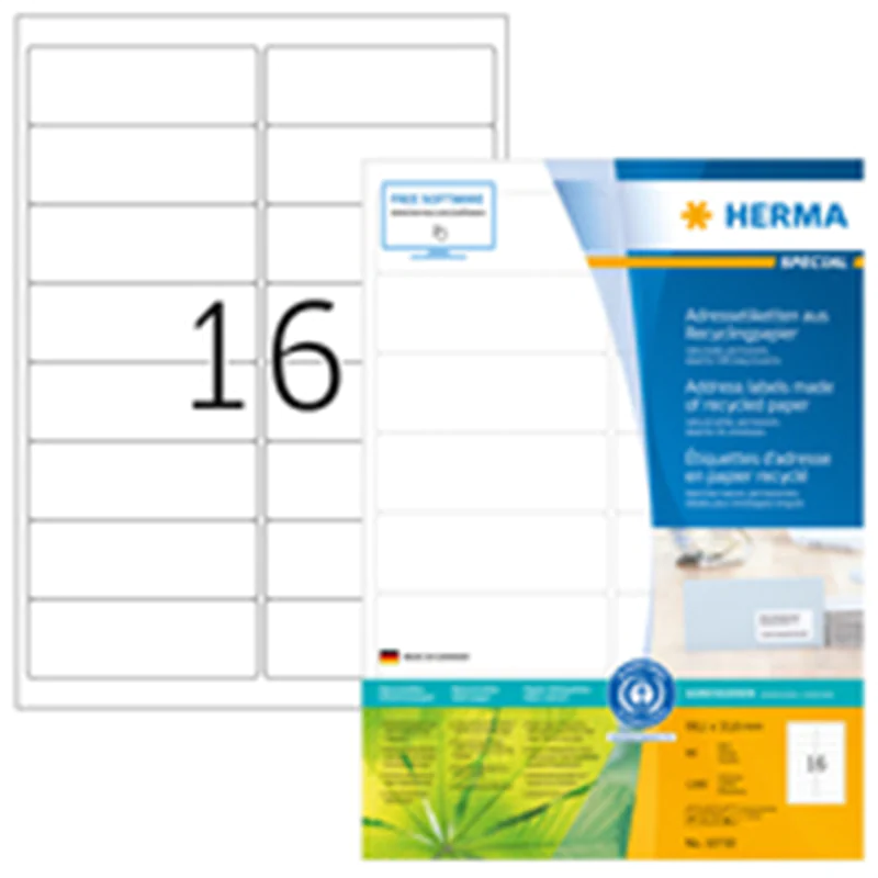 HERMA 10730, Weiß, Selbstklebendes Druckeretikett, Gestanztes Etikett, A4, Papier, Laser/Inkjet
