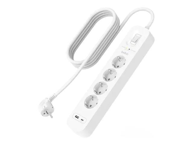 Belkin Connect - Überspannungsschutz - mit USB-C und USB-A Ports - Ausgangsanschlüsse: 4 - 2 m Schnur