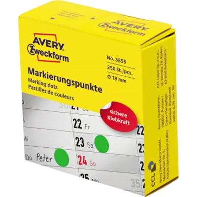 Avery Zweckform Avery 3855, Grün, Rund, Permanent, Universal, Papier, 1,9 cm