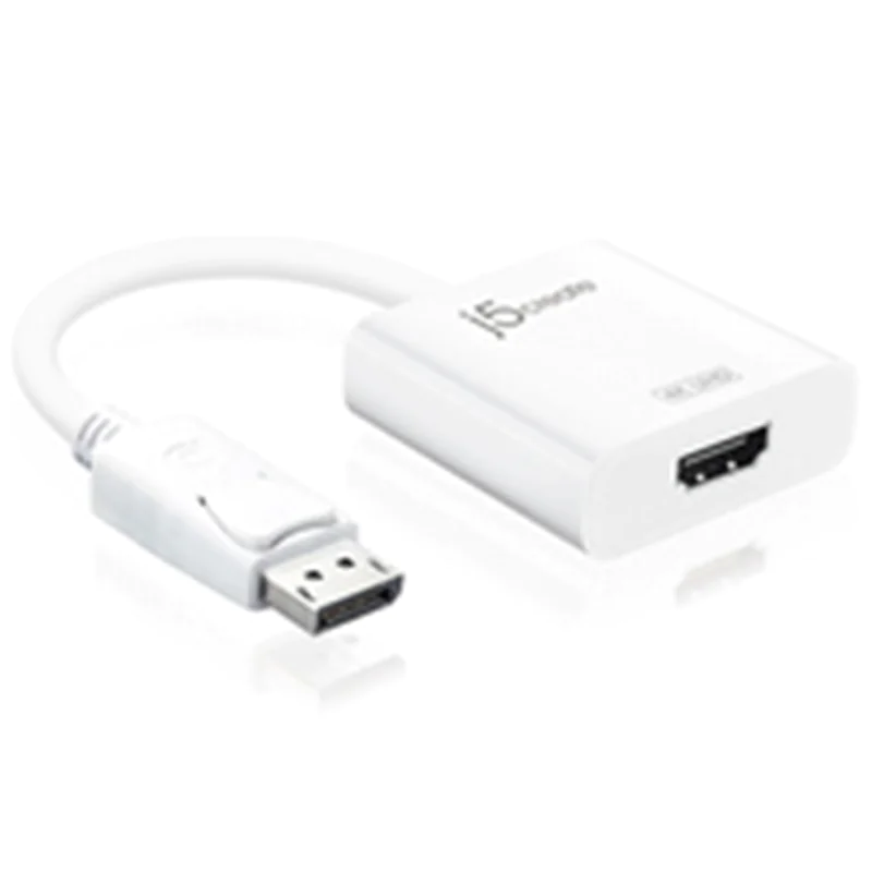 j5create JDA158 - Videoadapter - DisplayPort männlich zu HDMI weiblich - 16 cm - weiß - 4K60Hz (4096 x 2160) JDA158-N