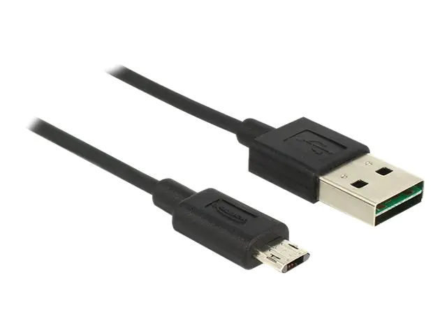 Delock EASY-USB - USB-Kabel - Micro-USB Typ B (M) bis USB (M) - USB 2.0 - 1 m - umkehrbarer A-Stecker, umkehrbarer mikro B-Stecker - Schwarz