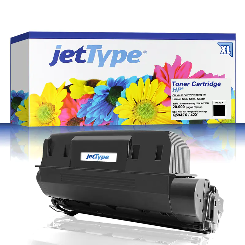 jetType Toner kompatibel zu HP Q5942X 42X schwarz 24.000 Seiten extra hohe Kapazität 1 Stück jetType Toner kompatibel zu HP Q5942X 42X schwarz 24.000 Seiten extra hohe Kapazität 1 Stück