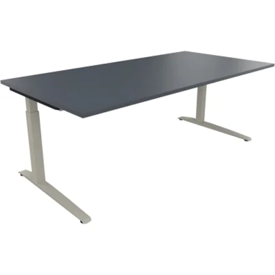 Schreibtisch Kufe Einzels. Quadrat B2000xT1000xH650-850 si/Lavagrau Schreibtisch Kufe Einzels. Quadrat B2000xT1000xH650-850 si/Lavagrau