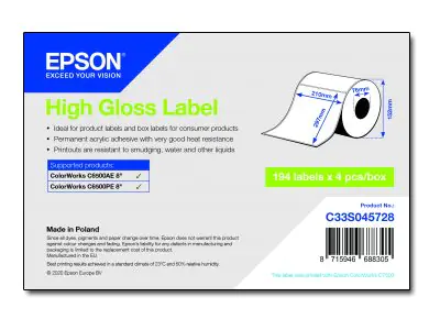 Epson Hochglänzend - permanenter Acrylklebstoff - mikroporös - weiß - A4 (210 x 297 mm) C33S045728
