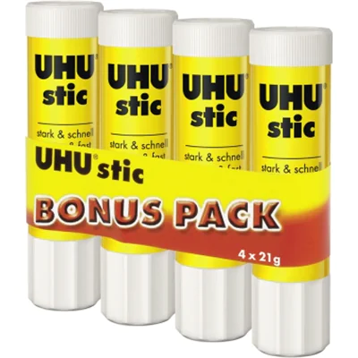 UHU® Klebestift stic nicht nachfüllbar 4 x 21 g/Pack. UHU® Klebestift stic nicht nachfüllbar 4 x 21 g/Pack.