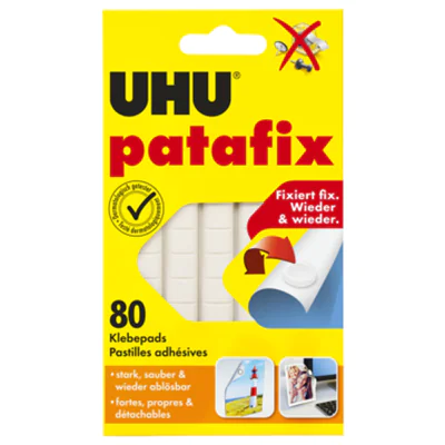 UHU Patafix Weiss Klebepads 80 st, Mehrfarbig, RoHS, REACH, CE, 62 g, 80 Stück(e), Sichtverpackung 48810