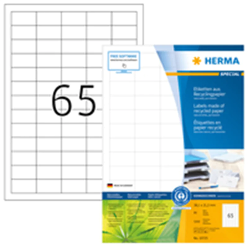 HERMA Etikett-ILK 38.1x21.2mm weiß matt Recycling Packung 5200 Etiketten