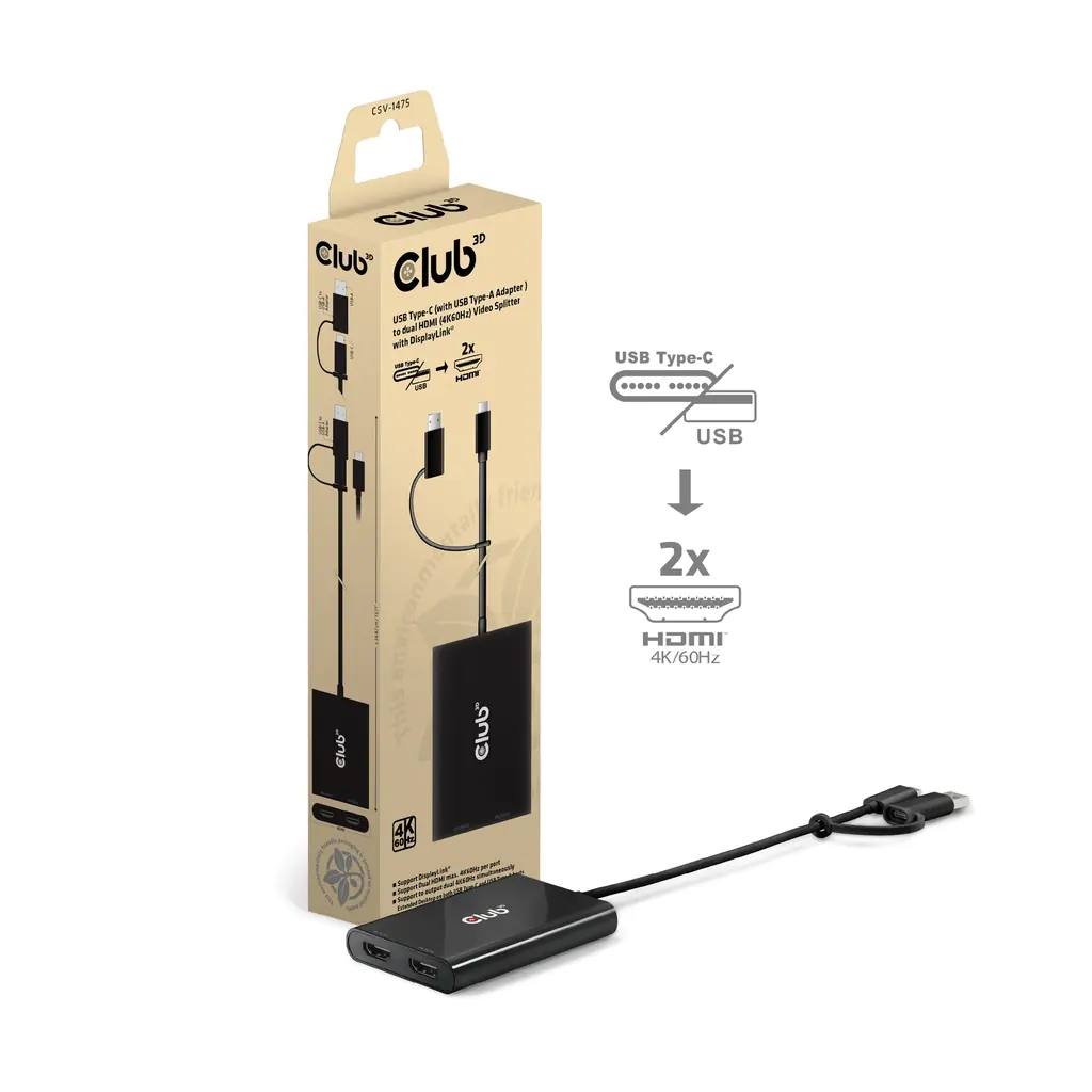 Club 3D Videoadapter - 24 pin USB-C, USB Typ A (M)
