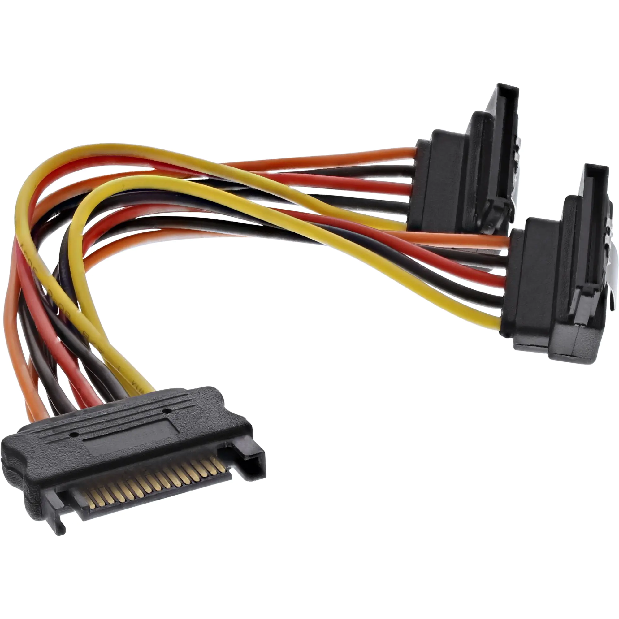 InLine SATA Strom-Y-Kab. - SATA BU/2x SATA ST gew. - m. Sicherheitslaschen - 0,30m 29683Y