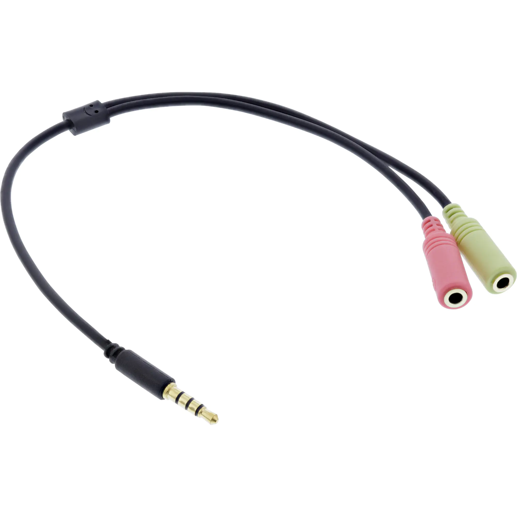 InLine Headset Adapterkabel - 3,5mm Stecker an 2x3,5mm Buchse - schwarz - 1m 99302J