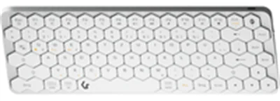 KeySonic KSK-5020BT-S (DE), Mini Tastatur mit wabenförmigen Tasten, kabellose Verbindung, Multimediatasten, Aluminium, Silber/Weiß, Kabellos, Bluetooth, Membran Key Switch, QWERTZ, RGB-LED, Aluminium, Weiß