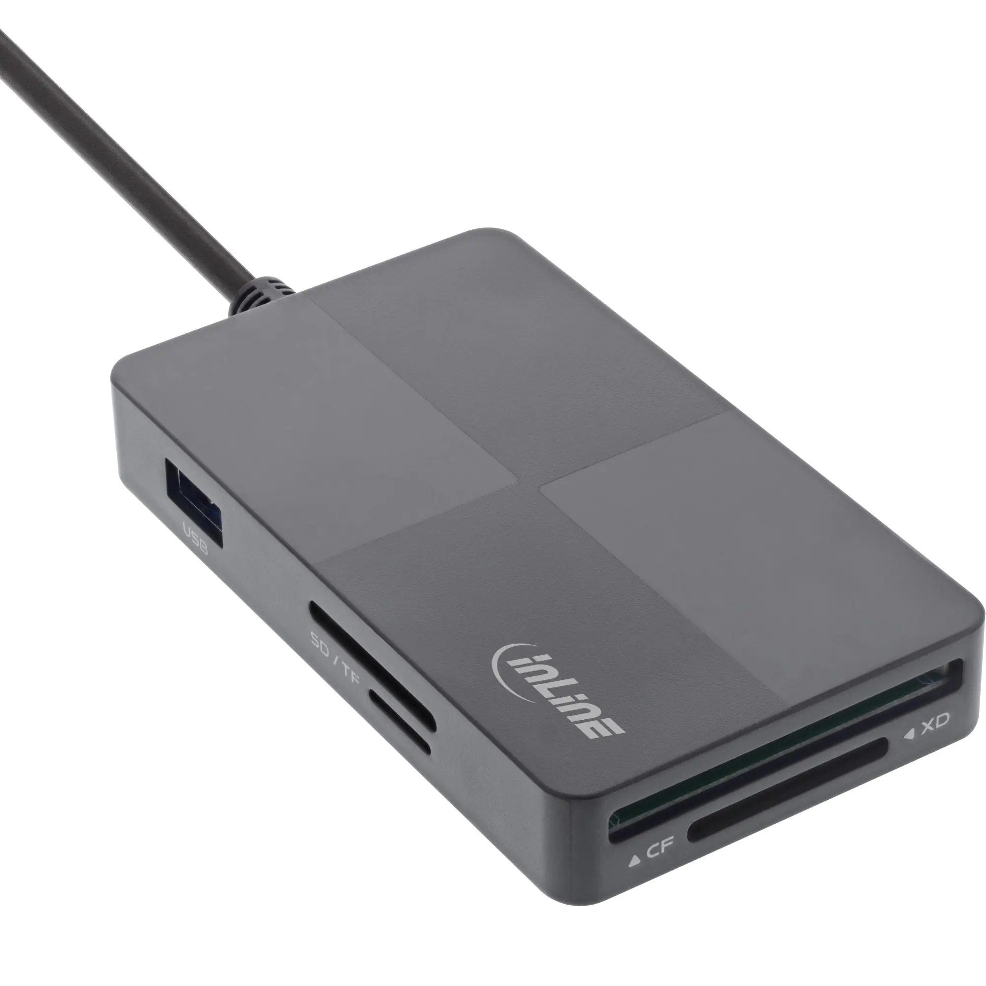 InLine USB 3.2 Multi Cardreader Hub - SD/TF/MS/XD/CF - 3-Port USB-A - Dual