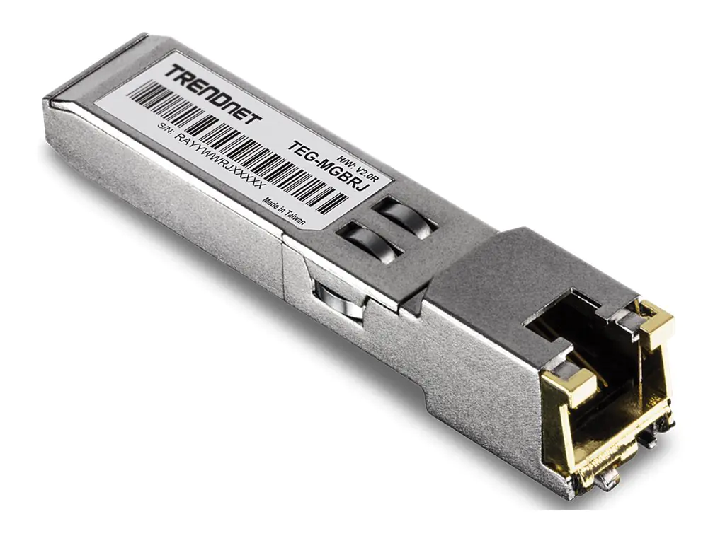 TRENDnet TEG MGBRJ - Version v1.0R - SFP (Mini-GBIC)-Transceiver-Modul - GigE - 1000Base-T - RJ-45 - bis zu 100 m