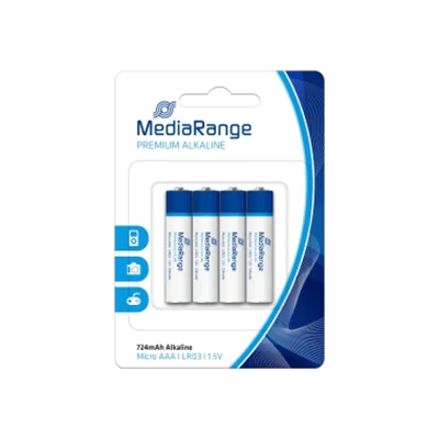 MediaRange Batterie AAA/Micro LR03 Alkaline 1,5V 724 mAh 4 St./Pack. MediaRange Batterie AAA/Micro LR03 Alkaline 1,5V 724 mAh 4 St./Pack.