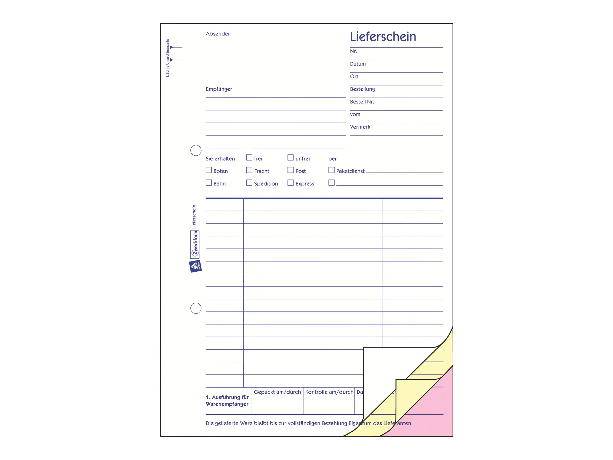 Avery Zweckform Lieferschein - 40 Blatt - A5 (148 x 210 mm) 1721