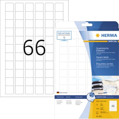 HERMA Etikett Special 8831 25,4x25,4mm weiß 1.650 St./Pack. HERMA Etikett Special 8831 25,4x25,4mm weiß 1.650 St./Pack.