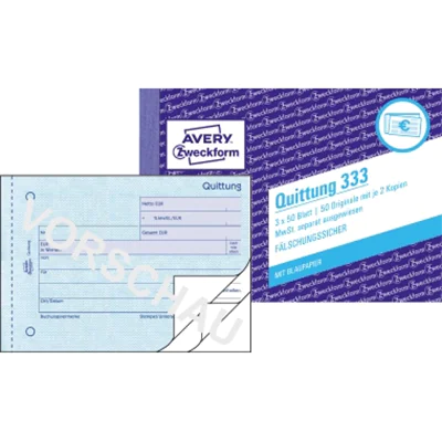 Avery Zweckform Quittung 333 DIN A6 quer 3x50Blatt Avery Zweckform Quittung 333 DIN A6 quer 3x50Blatt