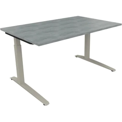 Schreibtisch Kufe Einzels. Quadrat B1400xT900xH650-850 si/Beton hell Schreibtisch Kufe Einzels. Quadrat B1400xT900xH650-850 si/Beton hell