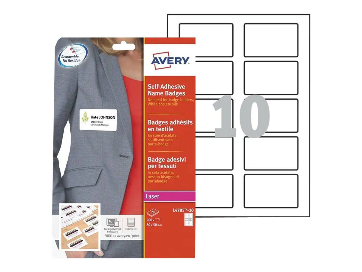 Avery Zweckform Namensetikett 80 x 50 mm (B x H) Acetatseide weiß 200 Etik./Pack.