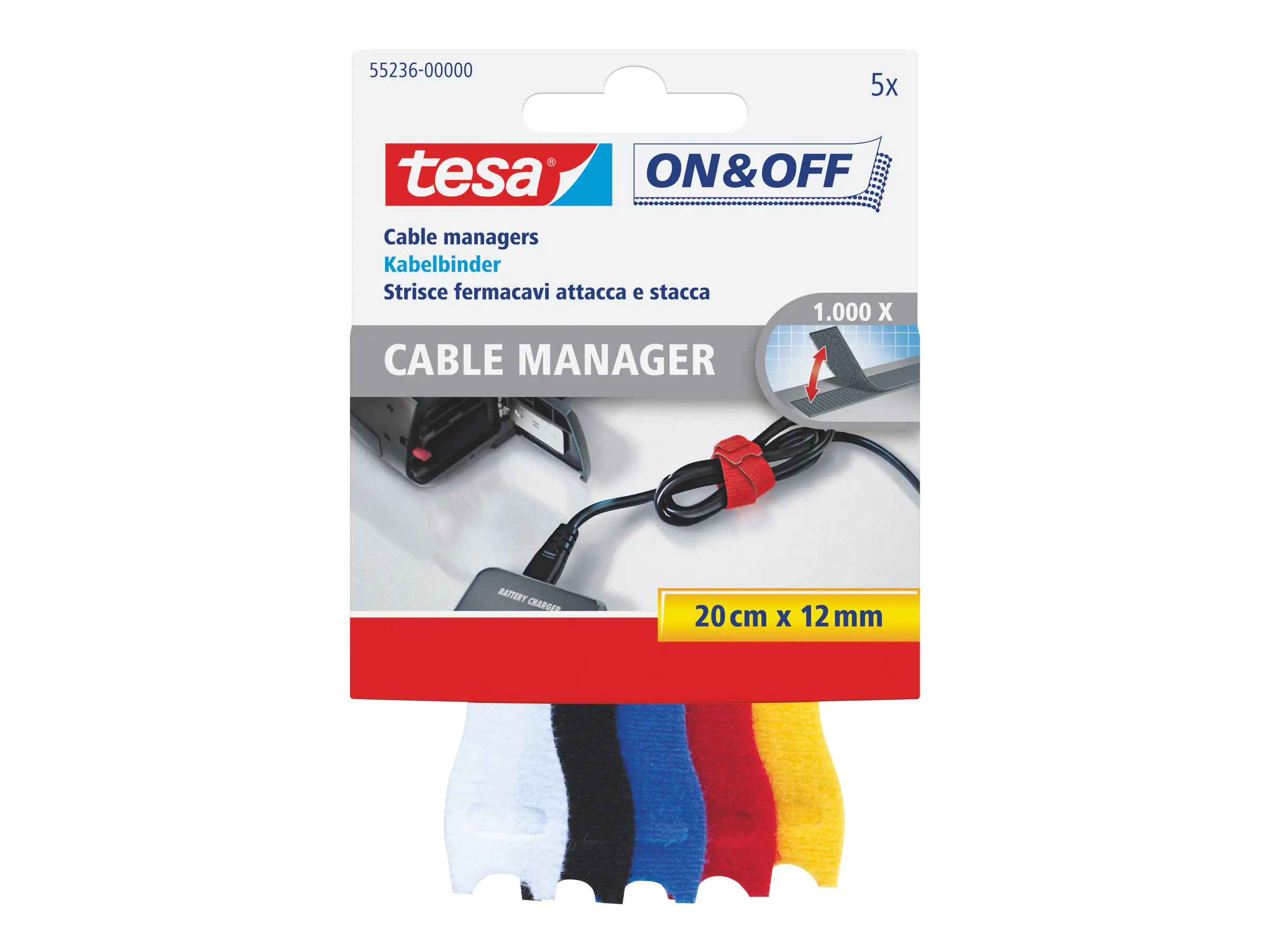 Tesa On & Off - Kabelbinder - Schwarz - 5 m 55239-00000-02
