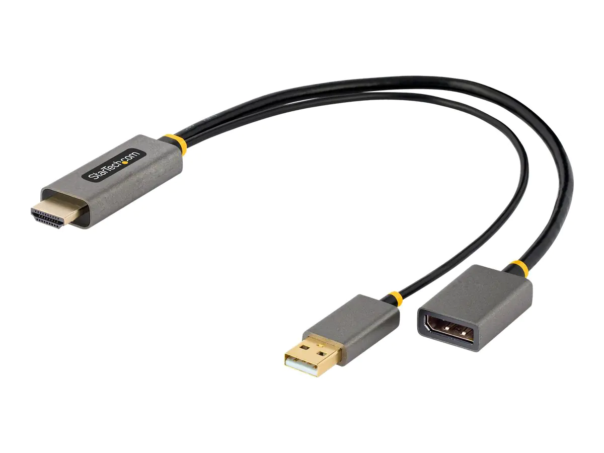 StarTech 1ft (30cm) HDMI to DisplayPort Adapter, Active 4K 60Hz HDMI Source to DP Monitor Adapter Cable, USB Bus Powered, HDMI 2.0 to DisplayPort Converter for Laptops/PC - Supports HDR and Ultrawide Displays (128-HDMI-DISPLAYPORT) - Adapterkabel - HDMI, StarTech 1ft (30cm) HDMI to DisplayPort Adapter, Active 4K 60Hz HDMI Source to DP Monitor Adapter Cable, USB Bus Powered, HDMI 2.0 to DisplayPort Converter for Laptops/PC - Supports HDR and Ultrawide Displays (128-HDMI-DISPLAYPORT) - Adapterkabel - HDMI,