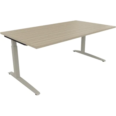 Schreibtisch Kufe Einzels. Quadrat B1800xT1000xH650-850 si/Eiche Natur