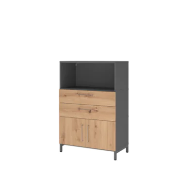 Hammerbacher Regalschrank FlexWall 800 x 1.180 x 417 mm (B x H x T) Flügeltür ohne Rollen Holz