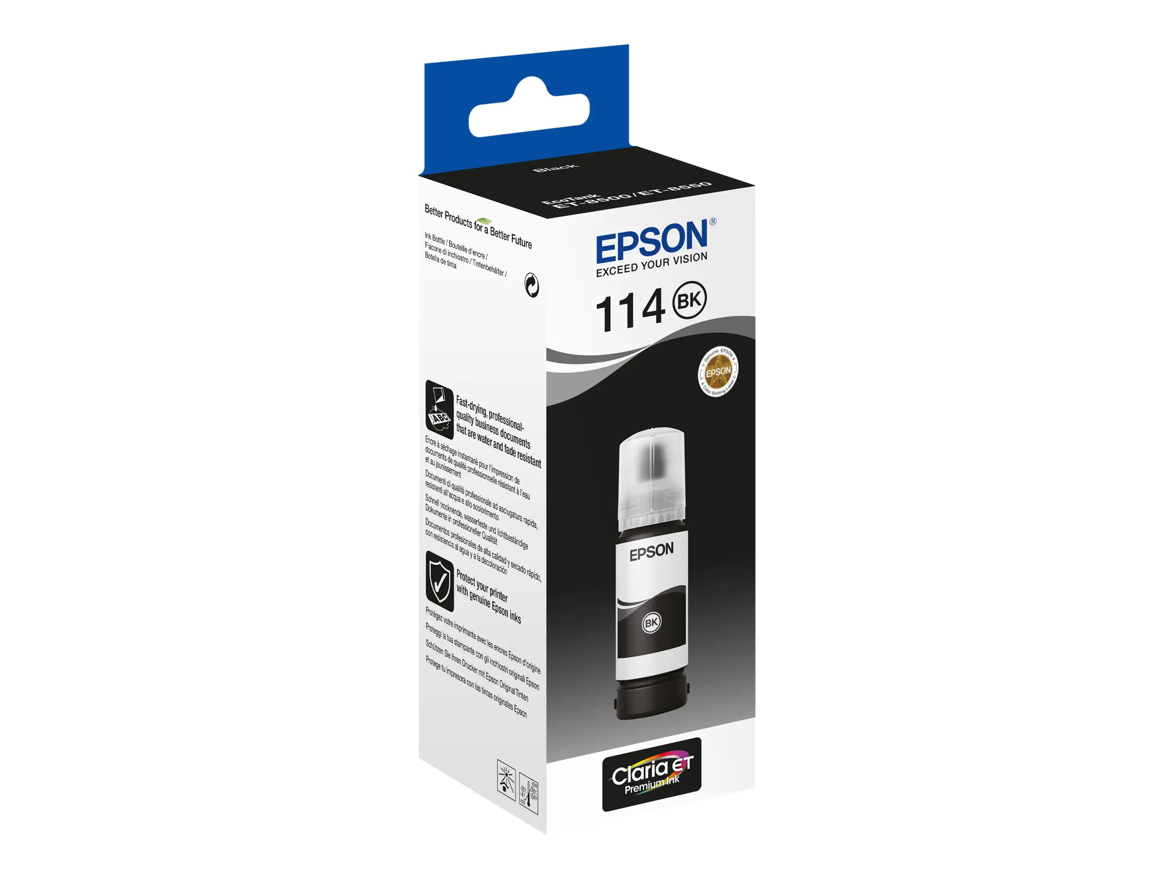Epson 114 - 70 ml - Schwarz - original - Nachfülltinte - für EcoTank ET-8500, ET-8550 Epson 114 - 70 ml - Schwarz - original - Nachfülltinte - für EcoTank ET-8500, ET-8550
