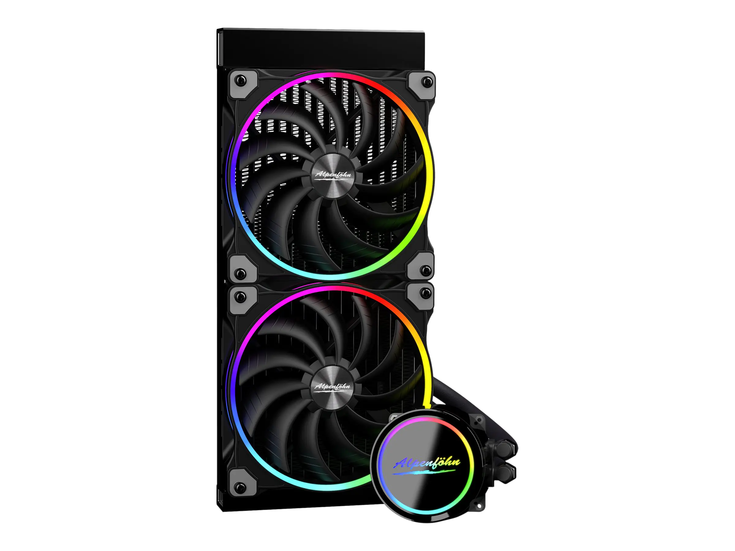 Alpenföhn Gletscherwasser 280 - Prozessor-Flüssigkeitskühlsystem - (für: LGA1156, AM2, AM2+, LGA1366, AM3, LGA1155, AM3+, LGA2011, FM1, LGA1150, LGA2011-3, LGA1151, AM4, LGA2066, TR4, sTRX4, LGA1200) - Kupfer - 140 mm - Schwarz