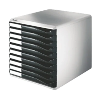 Leitz Schubladenbox 52810095 DIN A4 10Schubfächer lichtgr/sw