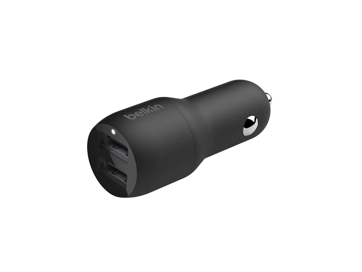 Belkin BoostCharge Dual Charger - Auto-Netzteil - 24 Watt - 4.8 A - 2 Ausgabeanschlussstellen (USB) CCD001BT1MBK