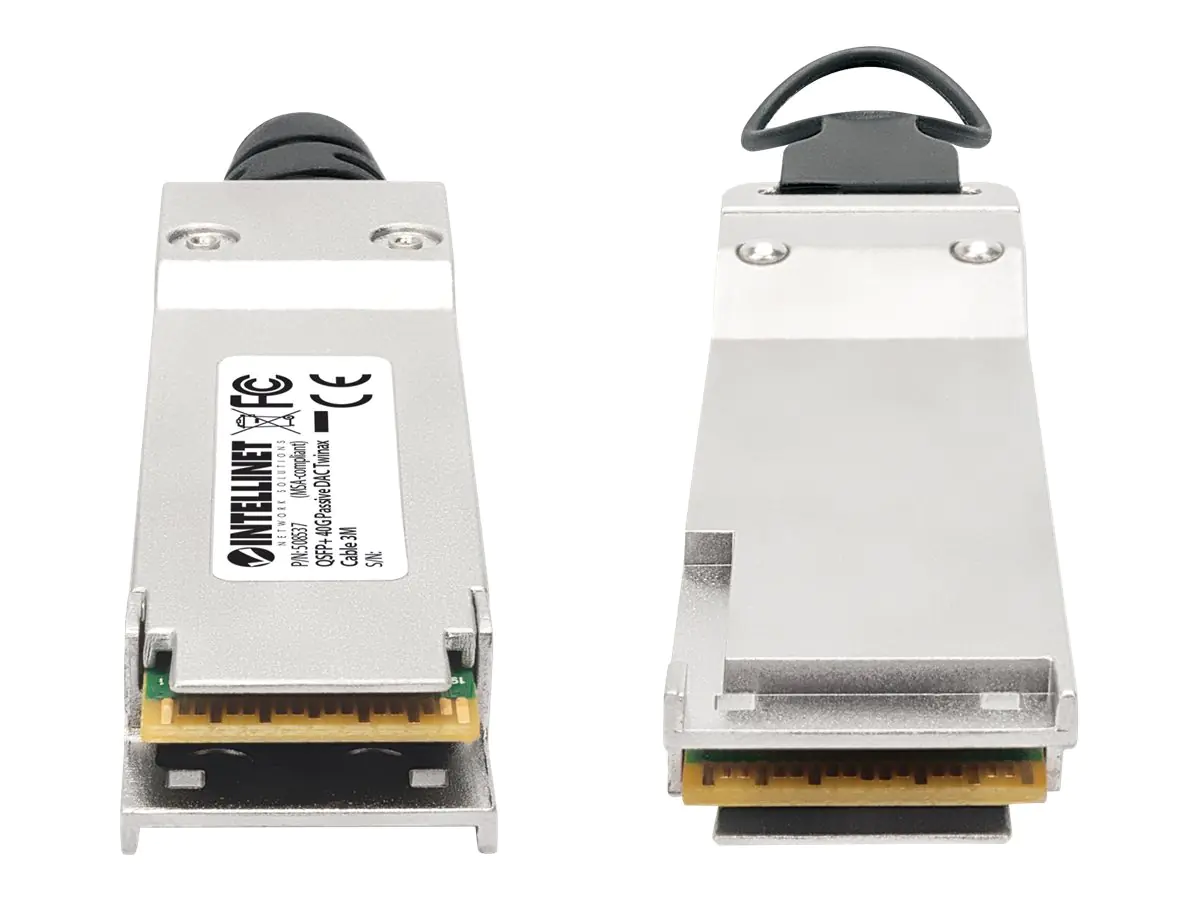 Intellinet - 40GBase Direktanschlusskabel - QSFP+ (M) zu QSFP+ (M) - 3 m - twinaxial - passiv, geringe Latenz, bis zu 40 Gbps Datentransferrate, 40 Gigabit ethernet - Schwarz
